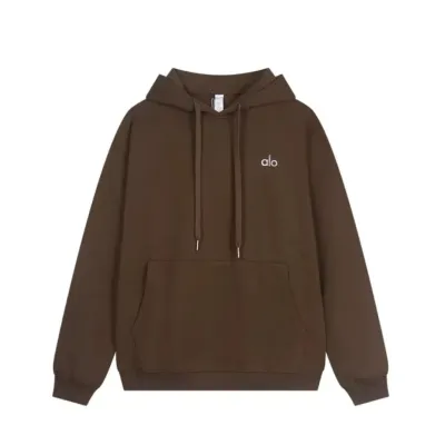 Alo Yoga Accolade cotton-blend French Terry Hoodies Brown 01
