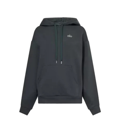 Alo Yoga Accolade cotton-blend French Terry Hoodies Charcoal Green 01