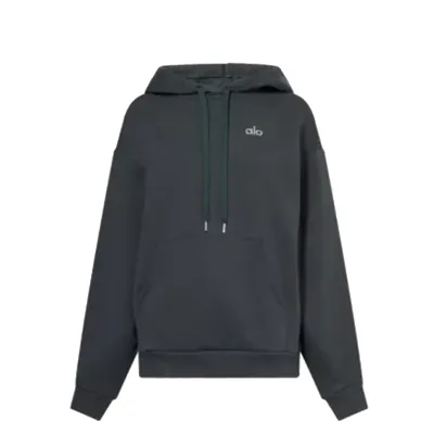 Alo Yoga Accolade cotton-blend French Terry Hoodies Charcoal Green 01