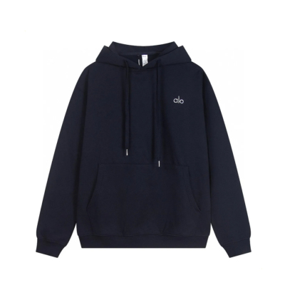 Alo Yoga Accolade cotton-blend French Terry Hoodies Dark Blue 01
