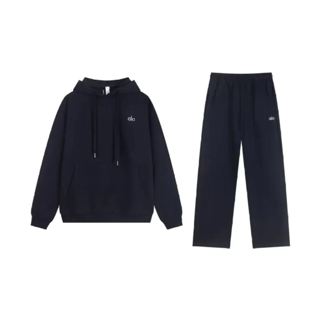 Alo Yoga Accolade Cotton Hoodie & Joggers Set Dark Blue