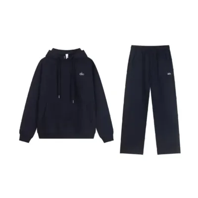 Alo Yoga Accolade Cotton Hoodie & Joggers Set Dark Blue 01