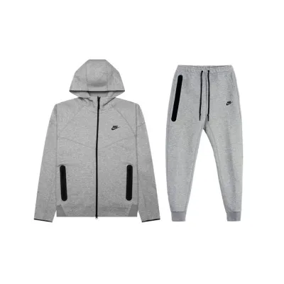 Nike Sportswear Tech Fleece Full-Zip Hoodie & Joggers Set Dark Heather Grey and Black 01