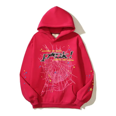 Sp5der 'PINK' Hoodie #2607 Red/Black 02