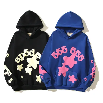Sp5der Hoodie #2605 Black/Blue 01