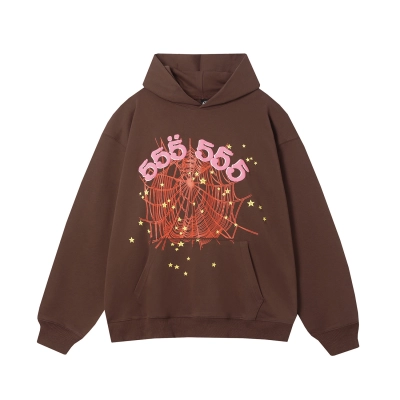 Sp5der Hoodie ZF002-top Brown 01