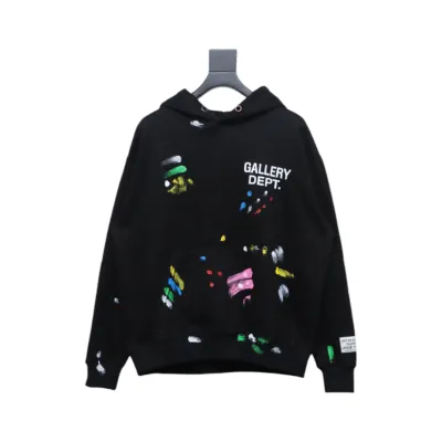 Gallery Dept. Splatter Letter Hoodie Black 01