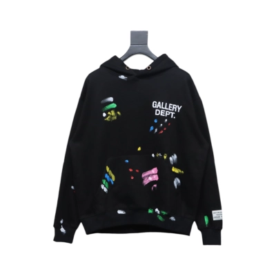 Gallery Dept. Splatter Letter Hoodie Black 01
