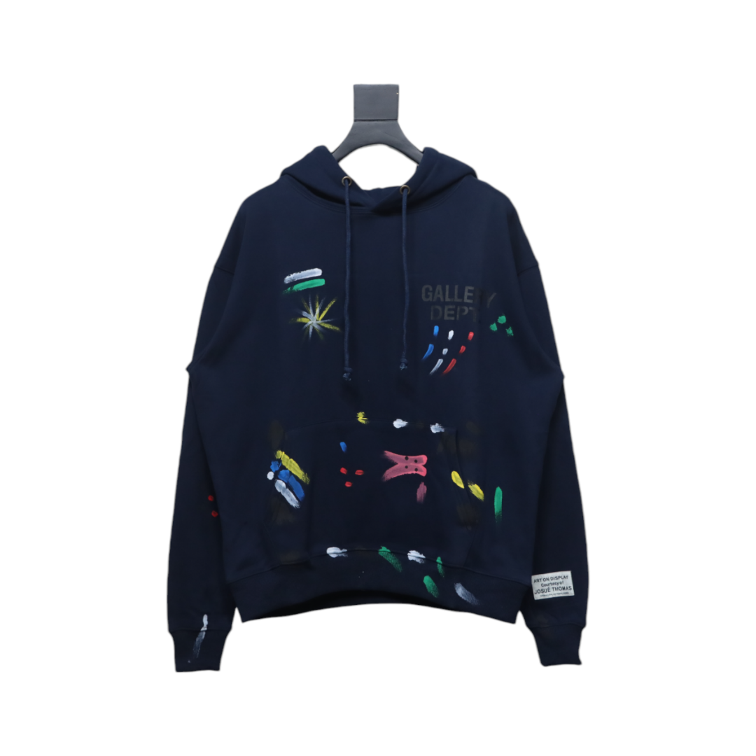 Gallery Dept. Splatter Letter Hoodie Dark Blue