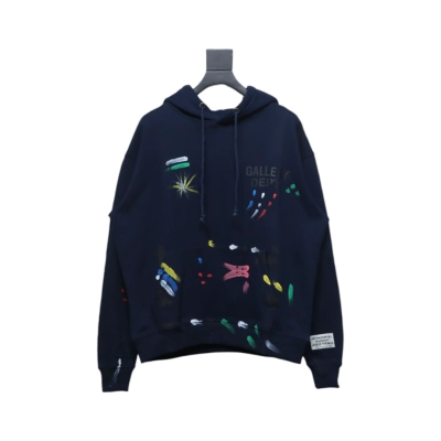 Gallery Dept. Splatter Letter Hoodie Dark Blue 01