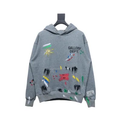 Gallery Dept. Splatter Letter Hoodie Gray 01