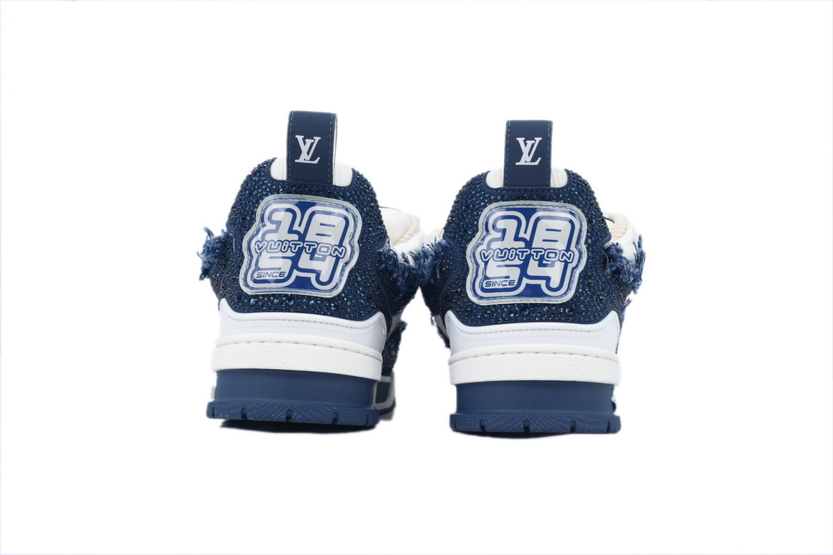 Louis Vuitton LV Skate Sneaker Horsehair Fabric Blue Diamond