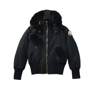 Moose Knuckles Short Bomber Jacket With A Pom-Pom #03-Black 01
