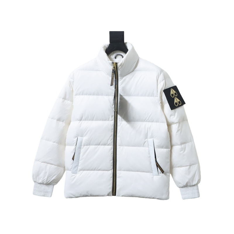 Moose Knuckles White Stand-up Collar Down Jacket Gold Scissors