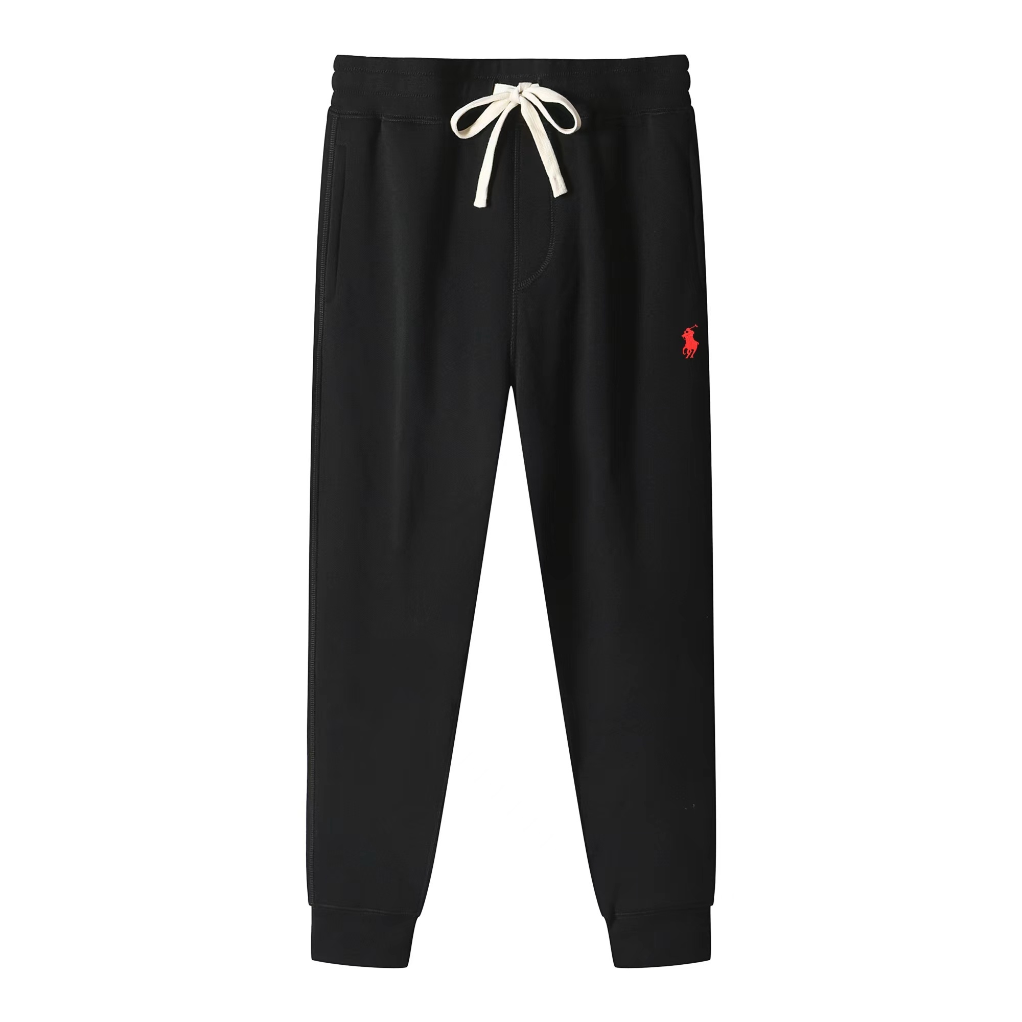 Ralph Lauren Pants Black (Red Logo Print & White Drawstring)