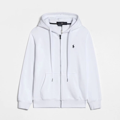 Ralph Lauren Polo Pony Zip-up White Hoodie Black Logo 01