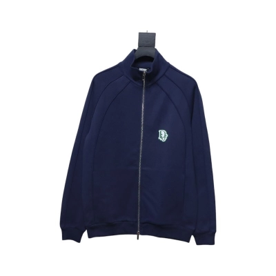 Dior Letter Embroidered Stand Collar Casual Sports Jacket Navy Blue 01