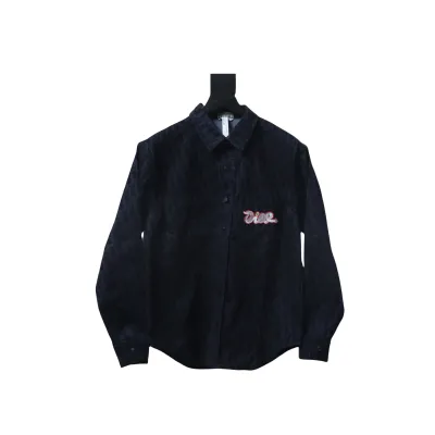 Dior Snake Logo Embroidered Denim Jacket Black 01