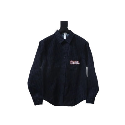 Dior Snake Logo Embroidered Denim Jacket Black 01