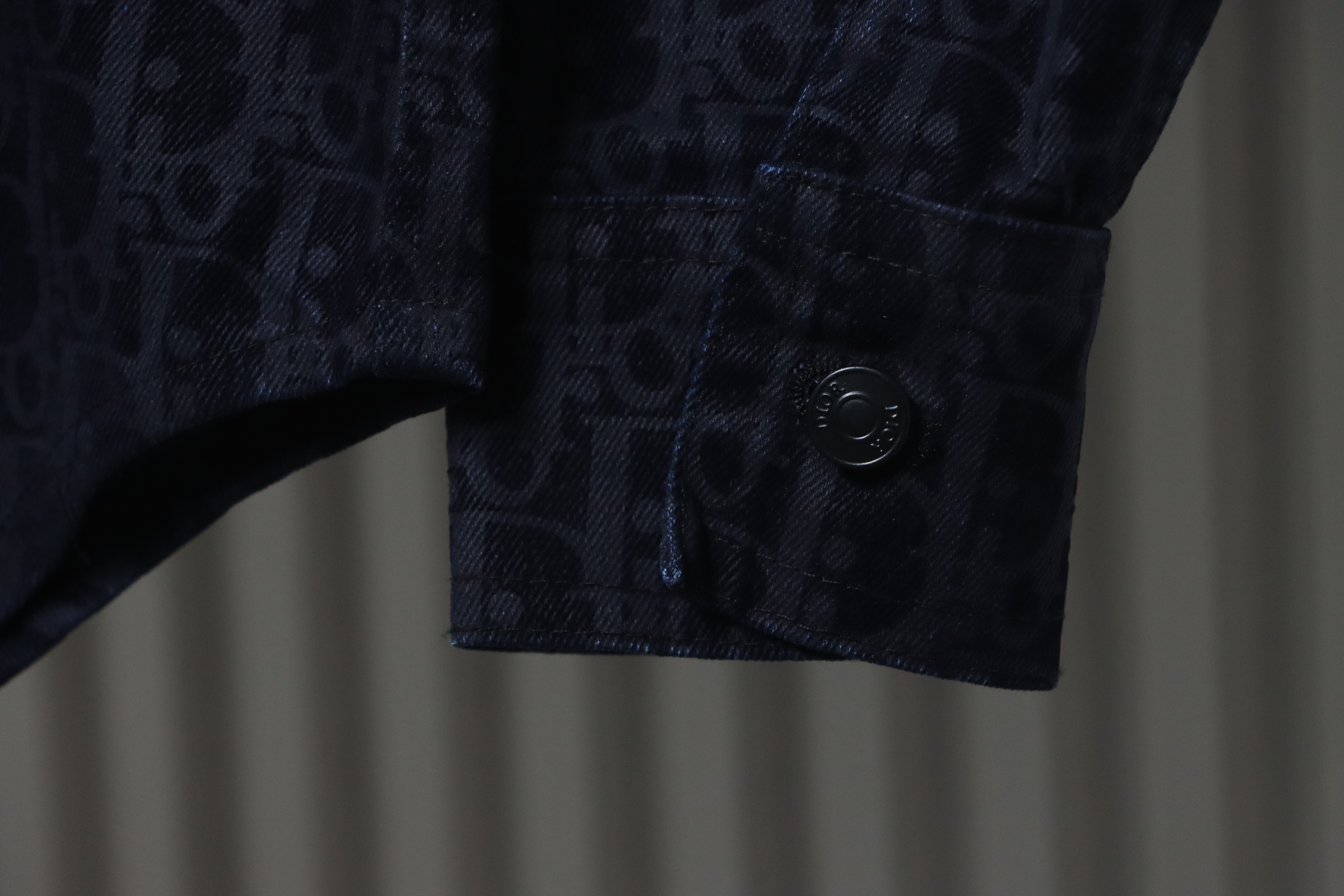 Dior Snake Logo Embroidered Denim Jacket Black