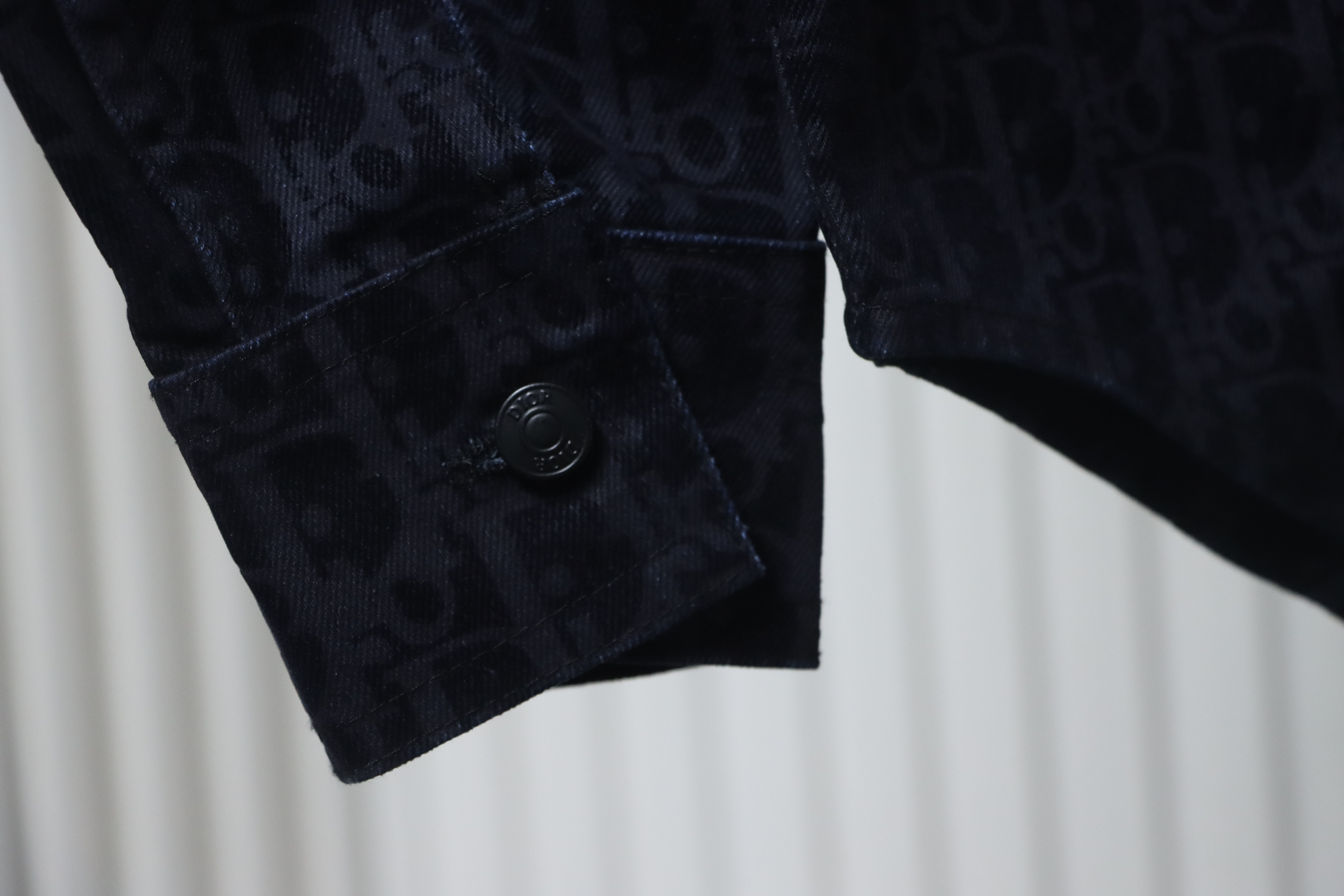 Dior Snake Logo Embroidered Denim Jacket Black