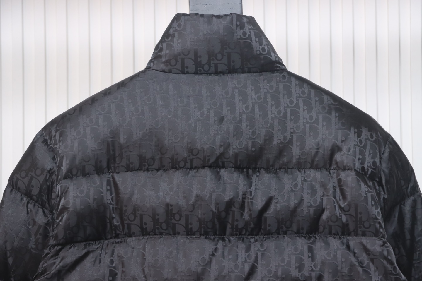 Dior Dark Pattern Logo Print Zipper Stand Collar Puffer Jacket Black 