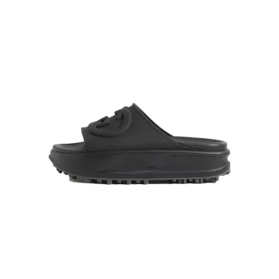 GUCCI Miami Rubber Platform Slides Black 01