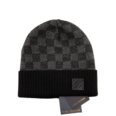 Louis Vuitton Petit Damier Beanie Black Gray 01