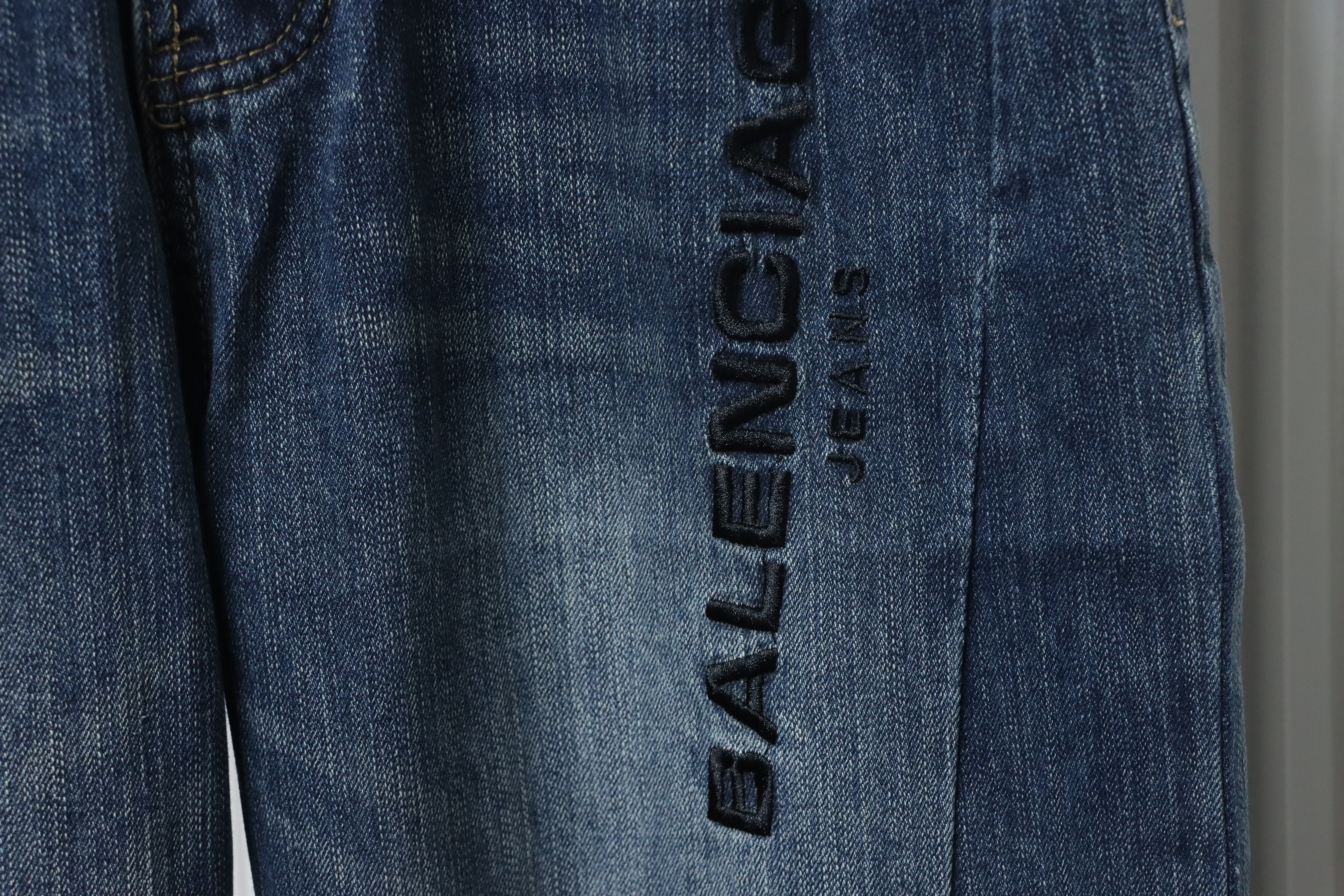 Balenciaga Black Letter Embroidered Jeans