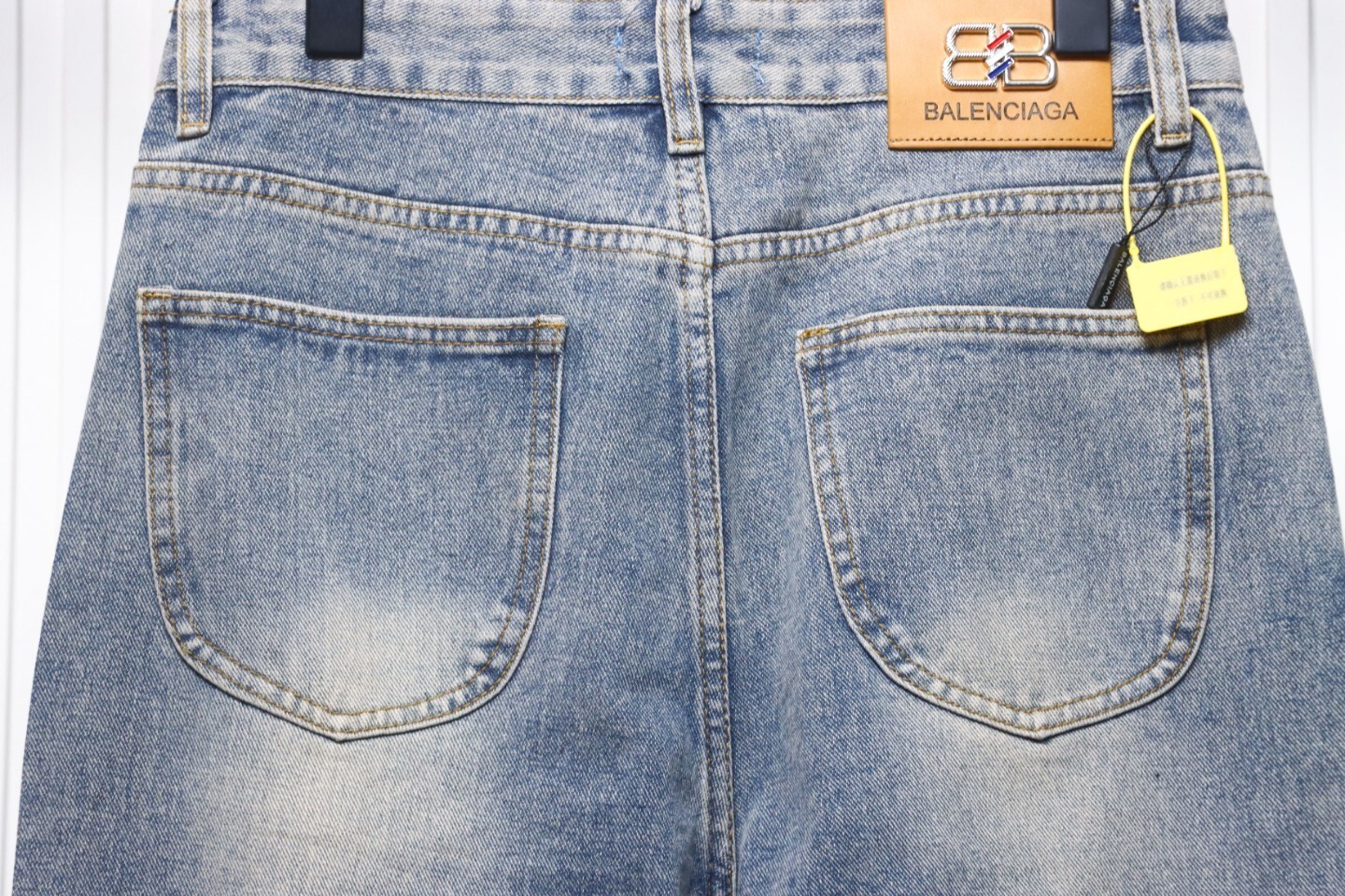 Balenciaga Letter-print Multi-label Jeans Blue