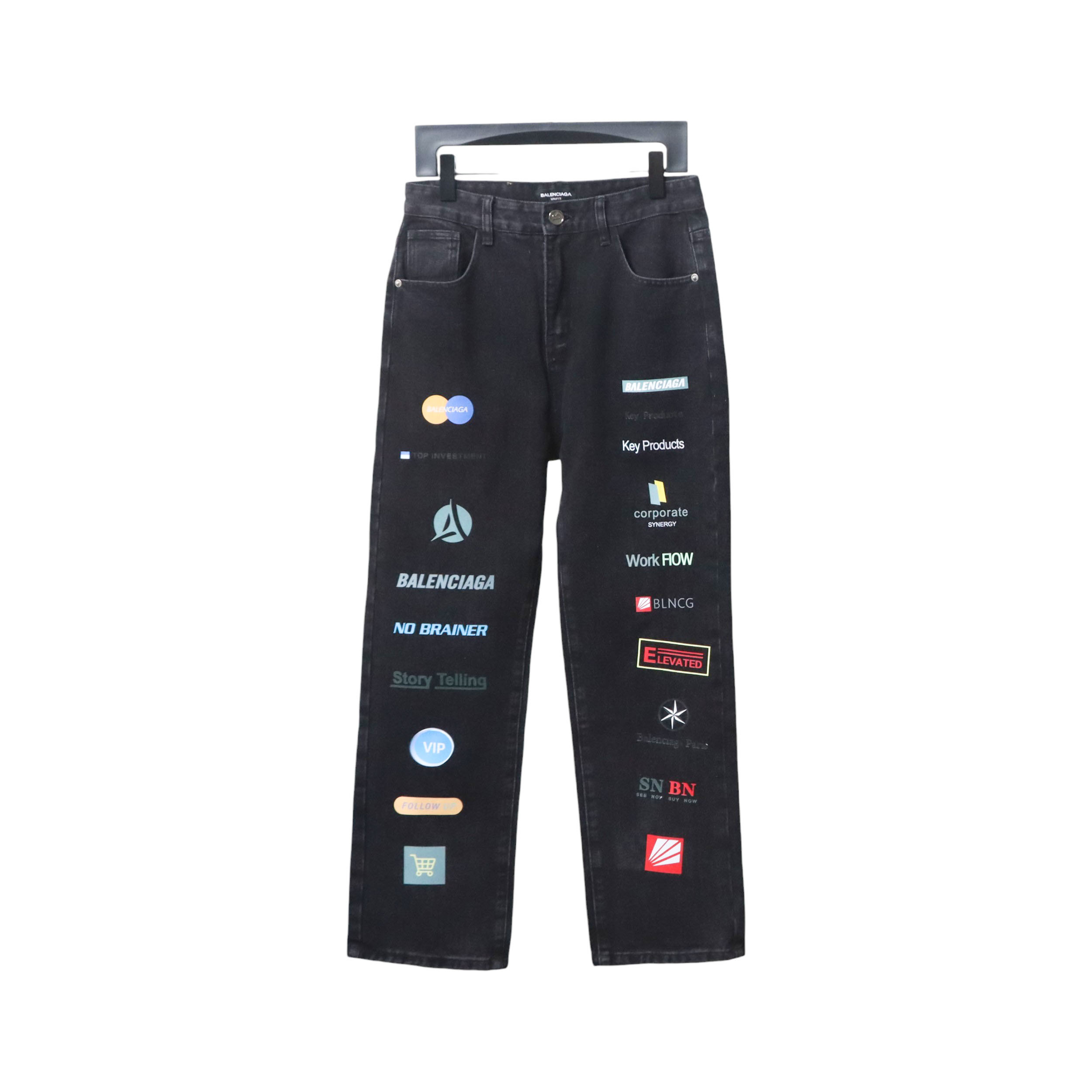 Balenciaga Letter-print Multi-label Jeans Black