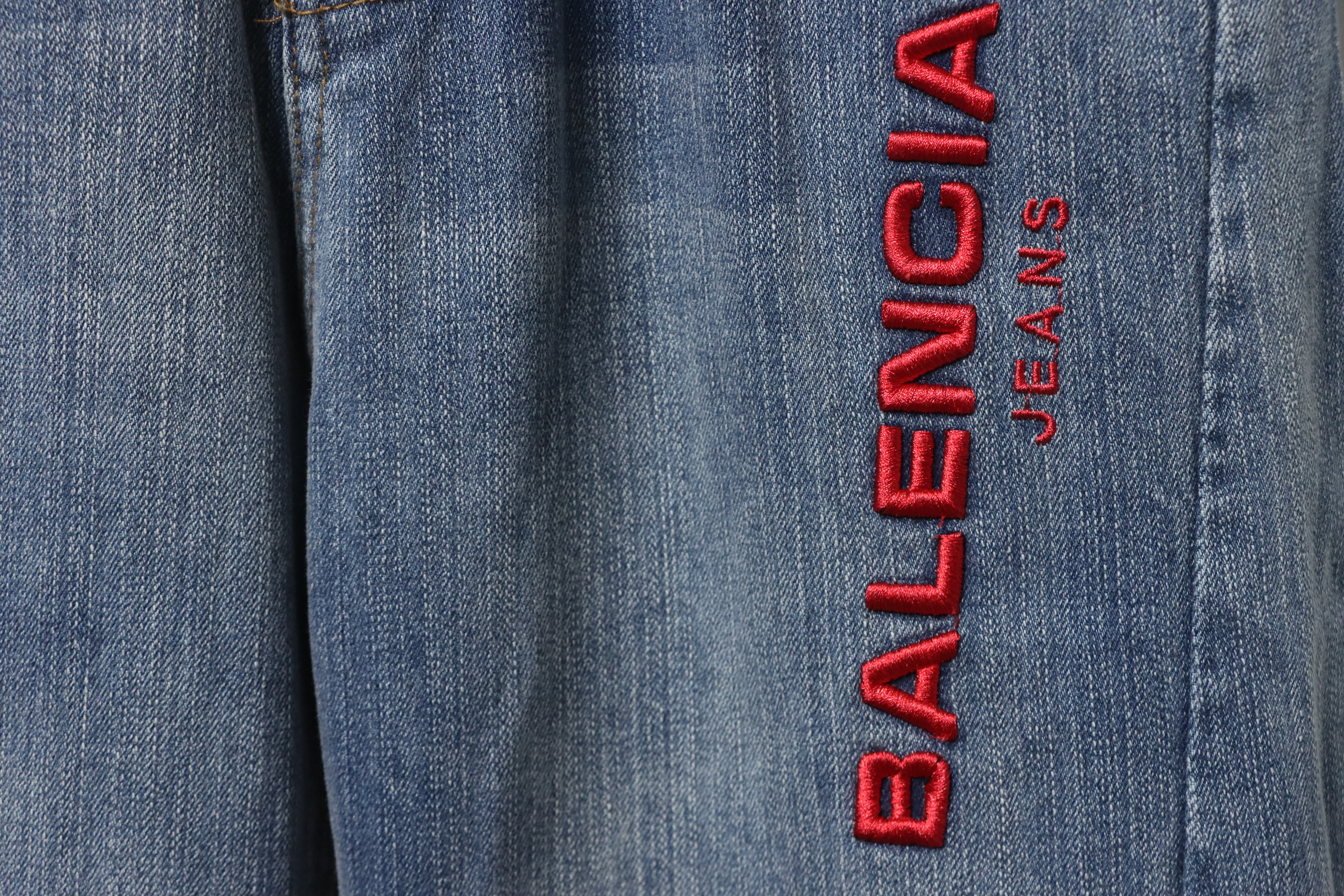 Balenciaga Red Letter Embroidered Jeans