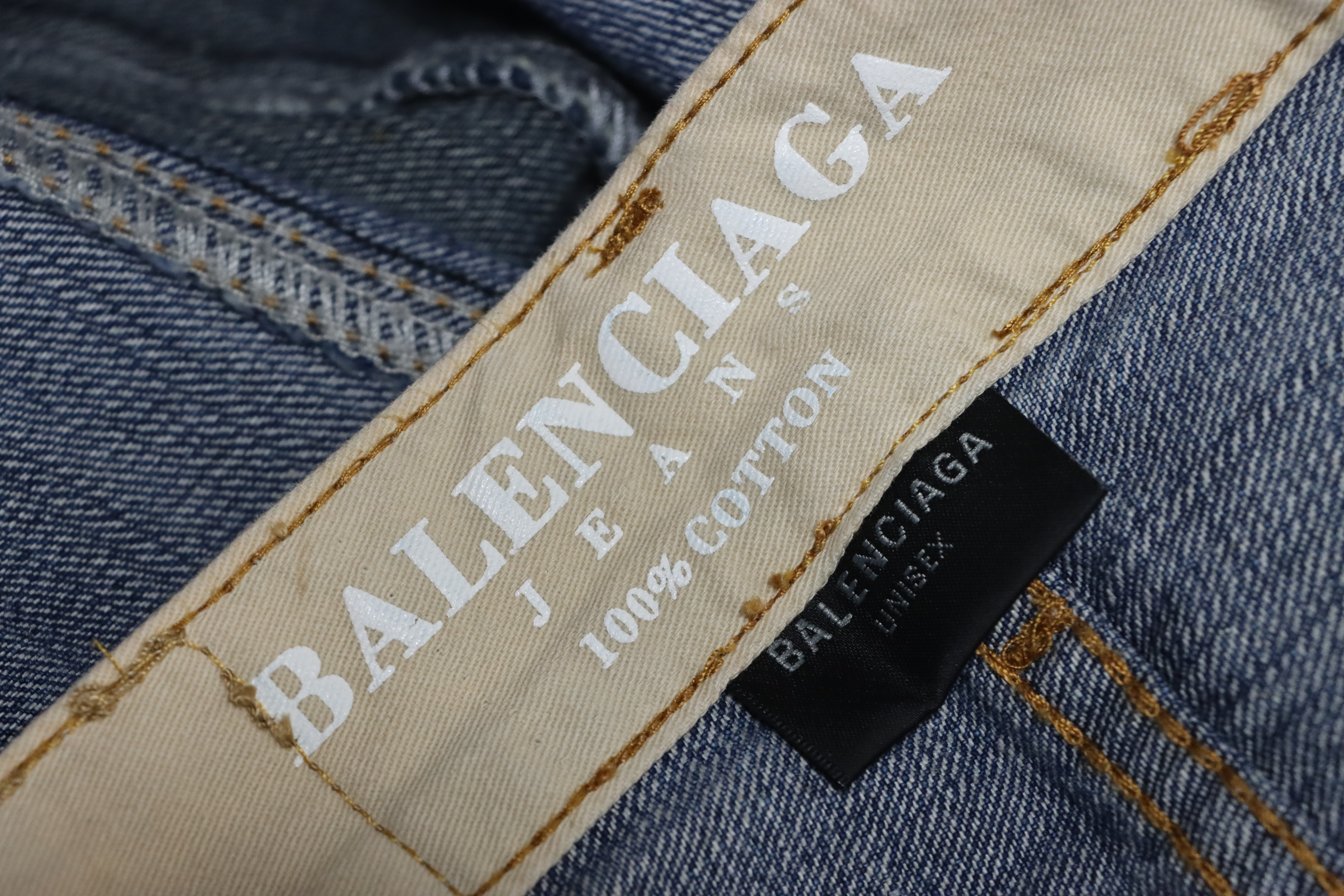 Balenciaga Red Letter Embroidered Jeans