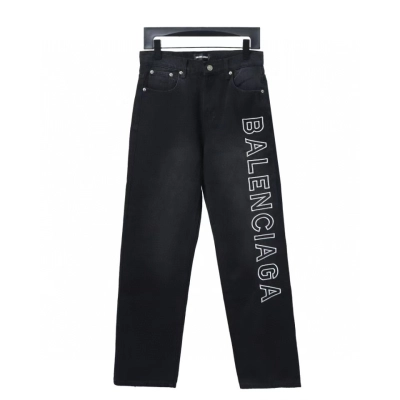 Balenciaga Side Logo Letter Embroidered Jeans 01