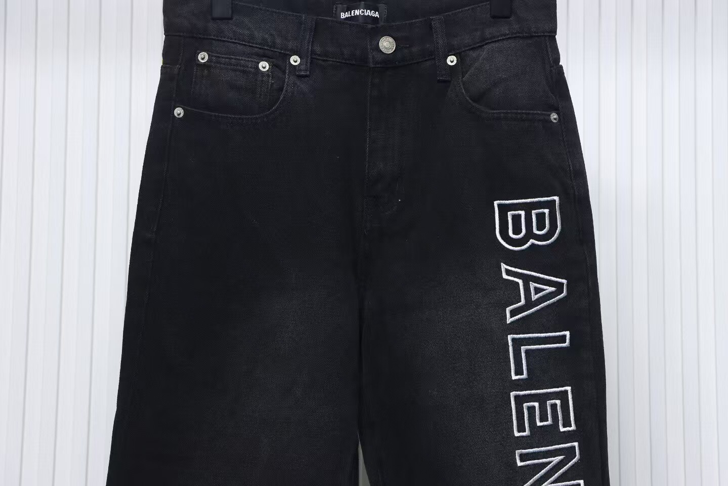 Balenciaga Side Logo Letter Embroidered Jeans