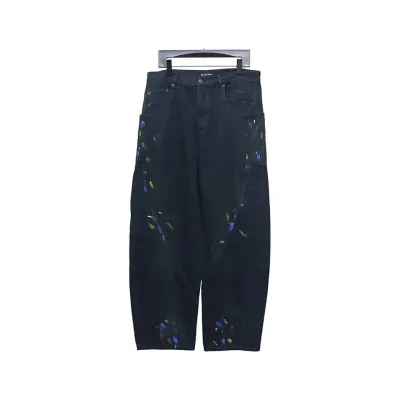Balenciaga Splatter-Painted Dark Blue Jeans 01