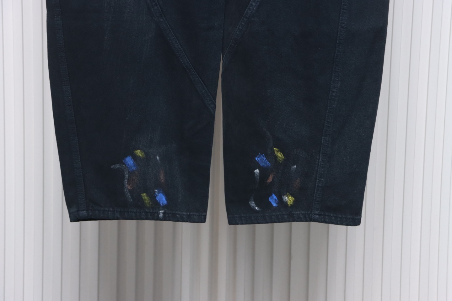 Balenciaga Splatter-Painted Dark Blue Jeans