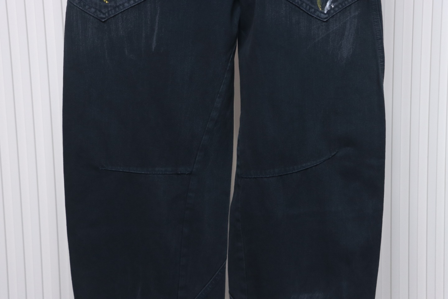 Balenciaga Splatter-Painted Dark Blue Jeans