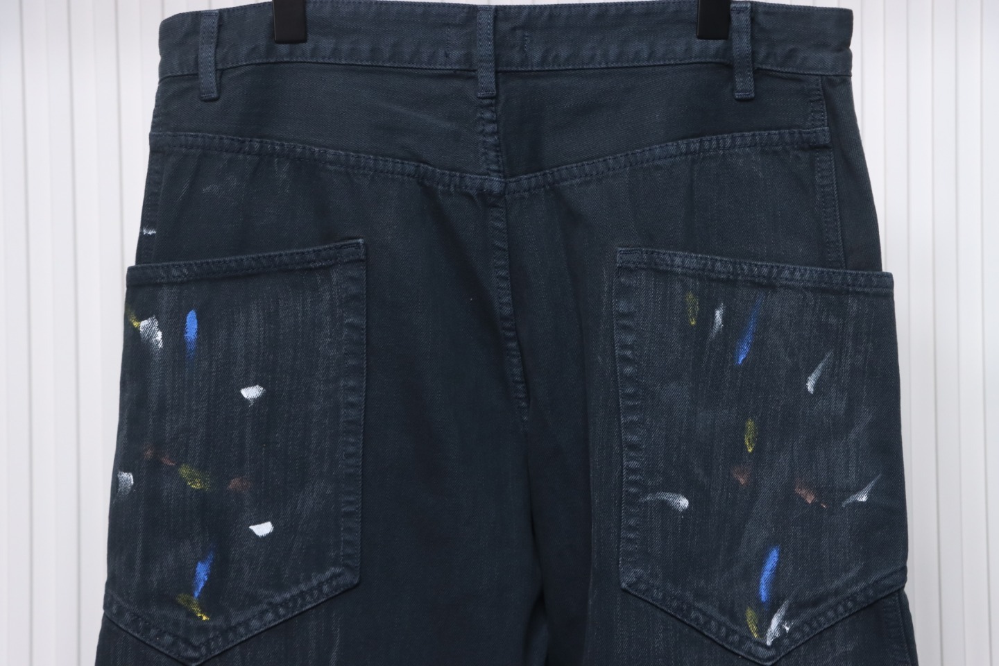 Balenciaga Splatter-Painted Dark Blue Jeans