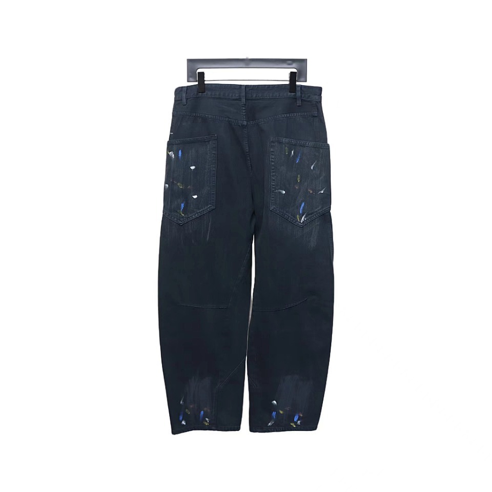 Balenciaga Splatter-Painted Dark Blue Jeans