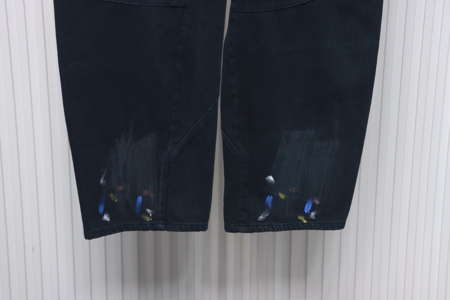Balenciaga Splatter-Painted Dark Blue Jeans
