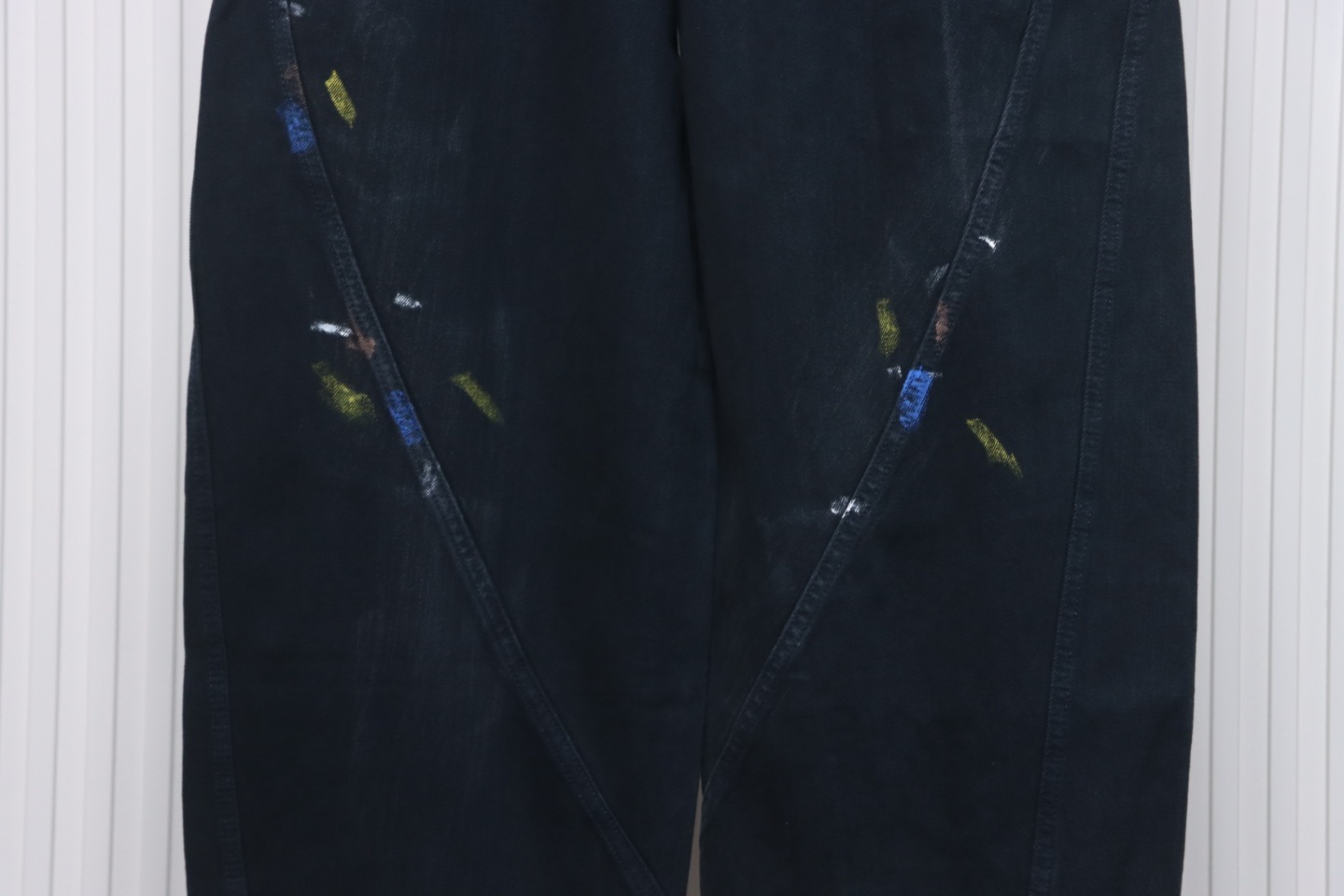Balenciaga Splatter-Painted Dark Blue Jeans