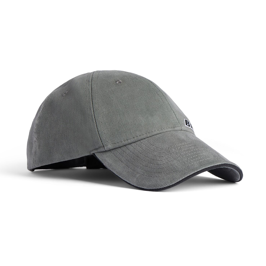 Balenciaga Tilted Typo Cap in Dark Heather Grey