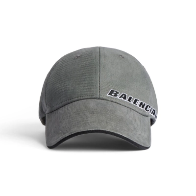 Balenciaga Tilted Typo Cap in Dark Heather Grey 01
