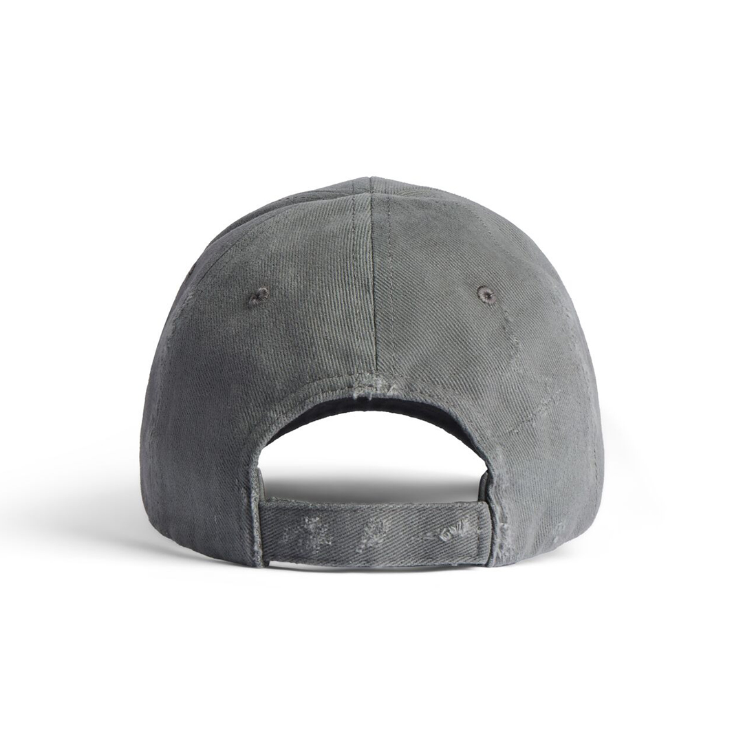 Balenciaga Tilted Typo Cap in Dark Heather Grey