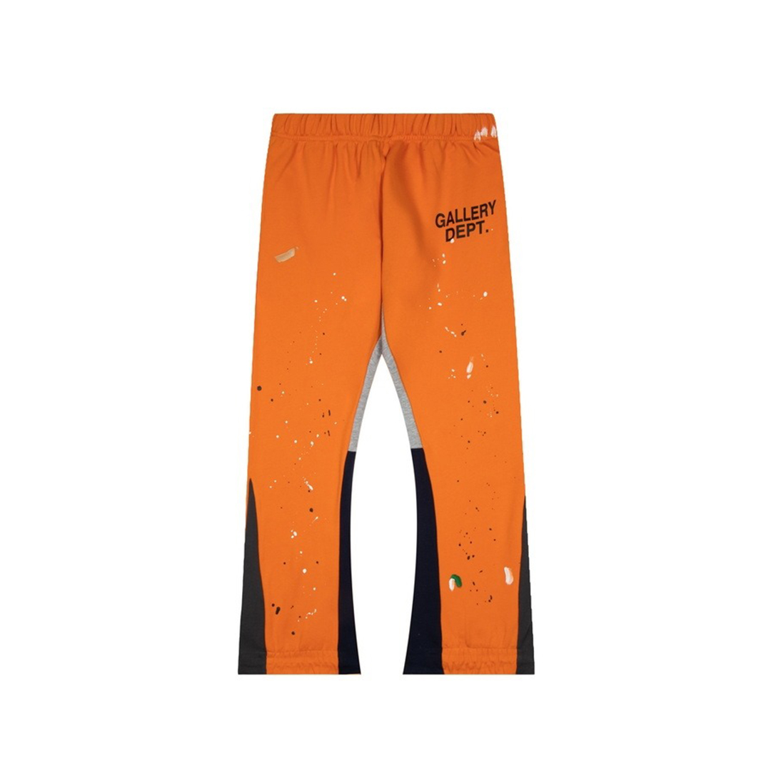 Gallery Dept. Painted Flare Sweat Pants Hot Orange-Black Patchwork
