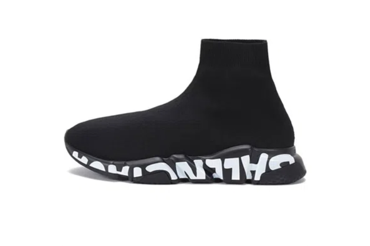 Balenciaga Speed Trainers Lightweight Knit Sneakers Black White