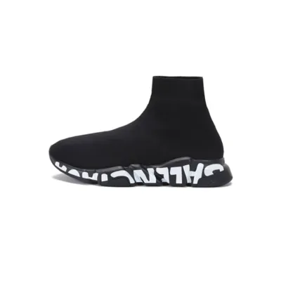 Balenciaga Speed Trainers Lightweight Knit Sneakers Black White 01