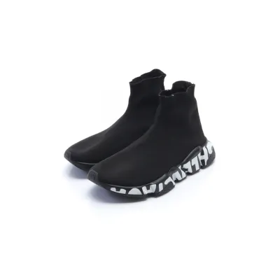 Balenciaga Speed Trainers Lightweight Knit Sneakers Black White 02