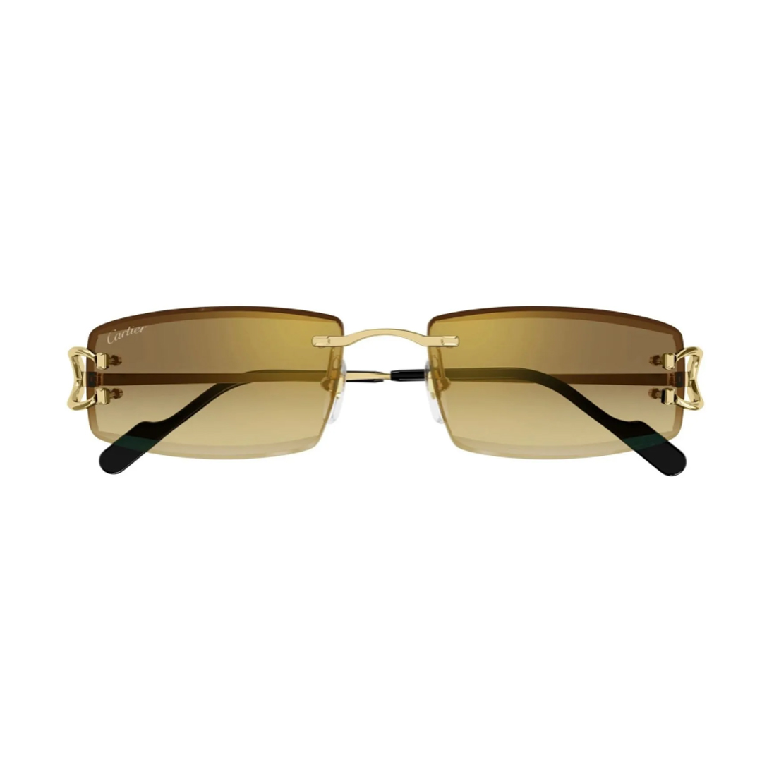 Cartier Eyewear Gold Brown Squared Sunglasses CT0465S 004